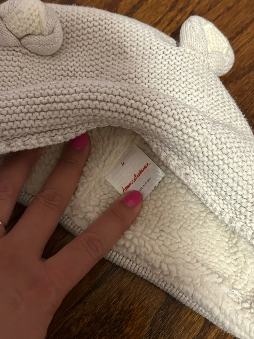 Cozy Hanna Andersson Cream Knit Baby Hats with Sherpa Lining